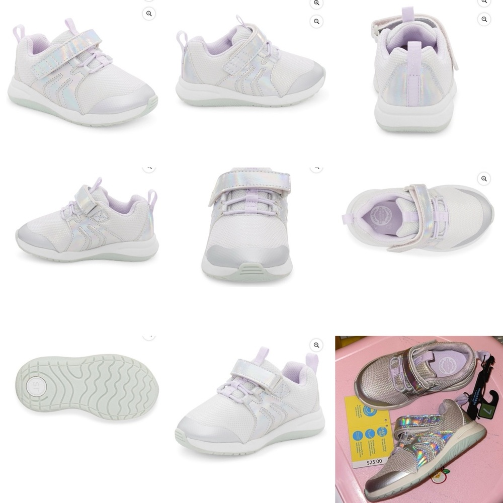 Size 7M ; SR machine washable Light Silver Toddler Girl’s Sneakers New W/tag